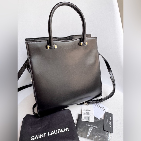SOLD❤️Saint Laurent YSL Uptown Small Black Monogram Top Handle Bag + Clutch - Picture 10 of 16